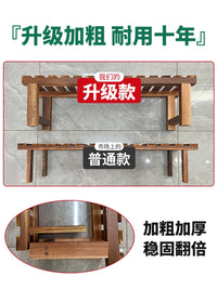 Rolling Wooden Plant Stand with Storage Shelf for Balcony and Living Room
