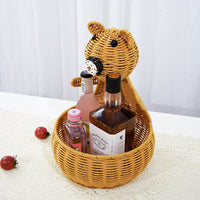 Bear Woven Imitation Rattan Storage Basket for Fruit and Home Decor