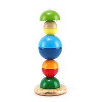 Montessori Wooden Rainbow Stacking Hemisphere Toy for Toddlers