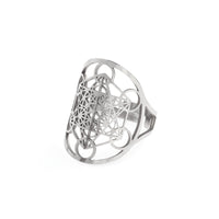 Irish Celtic Knot Hollow Geometric Stainless Steel Open Ring Hexagram Star Finger Ring