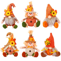 Autumn Harvest Festival Sunflower Faceless Doll Scarecrow Figurine for Desktop & Window Decor