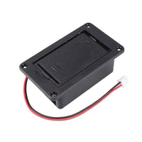 9V Active Pickup Battery Box for Guitar Bass, Black Plastic with 2-Pin Plug