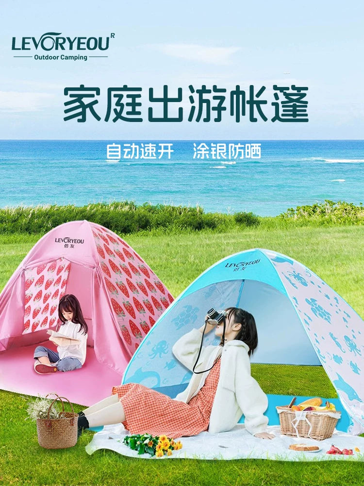 Pop-Up Beach Tent UV Protection Sun Shelter for 3-4 People, Portable Folding Outdoor Fishing Tent