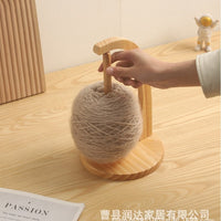 Wooden Rotating Yarn Holder with Magnetic Base for Knitting and Crocheting