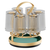 Rotating Cup Holder and Storage Rack for Glass Cups with Drain Tray