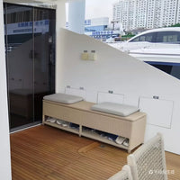Outdoor Garden Waterproof Sunscreen Rattan Multifunctional Shoe Cabinet Balcony Seating Shoe Changing Stool Storage Bench