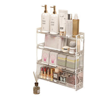 Wall-Mounted Acrylic Cosmetic Organizer with Multiple Tiers for Vanity and Skincare