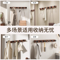 Walnut Wood Wall Mounted Coat Rack with Mushroom Head Hooks, No-Drill Entryway Organizer for Clothes and Hats