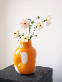 NTSTUDIO Colorful Polka Dot Glass Vase, Retro Artistic Desktop Decor