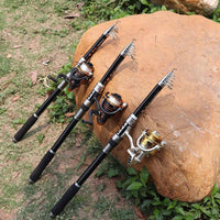 Carbon Fiber Telescopic Fishing Rod with Metal Spinning Reel Combo for Saltwater and Freshwater