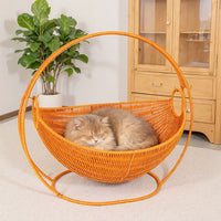 New Rattan-Style Woven Pet Swing Hammock Bed for Cats and Dogs, Hanging Basket Pet Nest