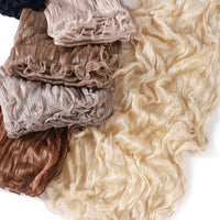 Malaysian Spring/Summer Crinkled Shimmer Chiffon Scarf with Ruffled Edge, Solid Color Breathable Headscarf