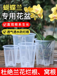 Clear Orchid Pot with Root Control, Breathable Plastic Planter for Phalaenopsis and Succulents