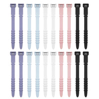 20-Pack Silicone Cable Ties for Earphones and Data Cables, Multi-color Fishbone Design