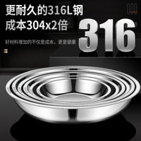 316 Stainless Steel Dinner Plate, Thickened Flat Round Dish, Food Grade