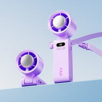 Portable Rechargeable Cooling Fan with Ice Compress Function, Foldable Mini Fan with Neck Strap, Large Capacity and Strong Airflow