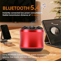 Portable Metal Bluetooth Speaker with Bass, Mini Outdoor/Home Use, TF Card & FM Radio Support