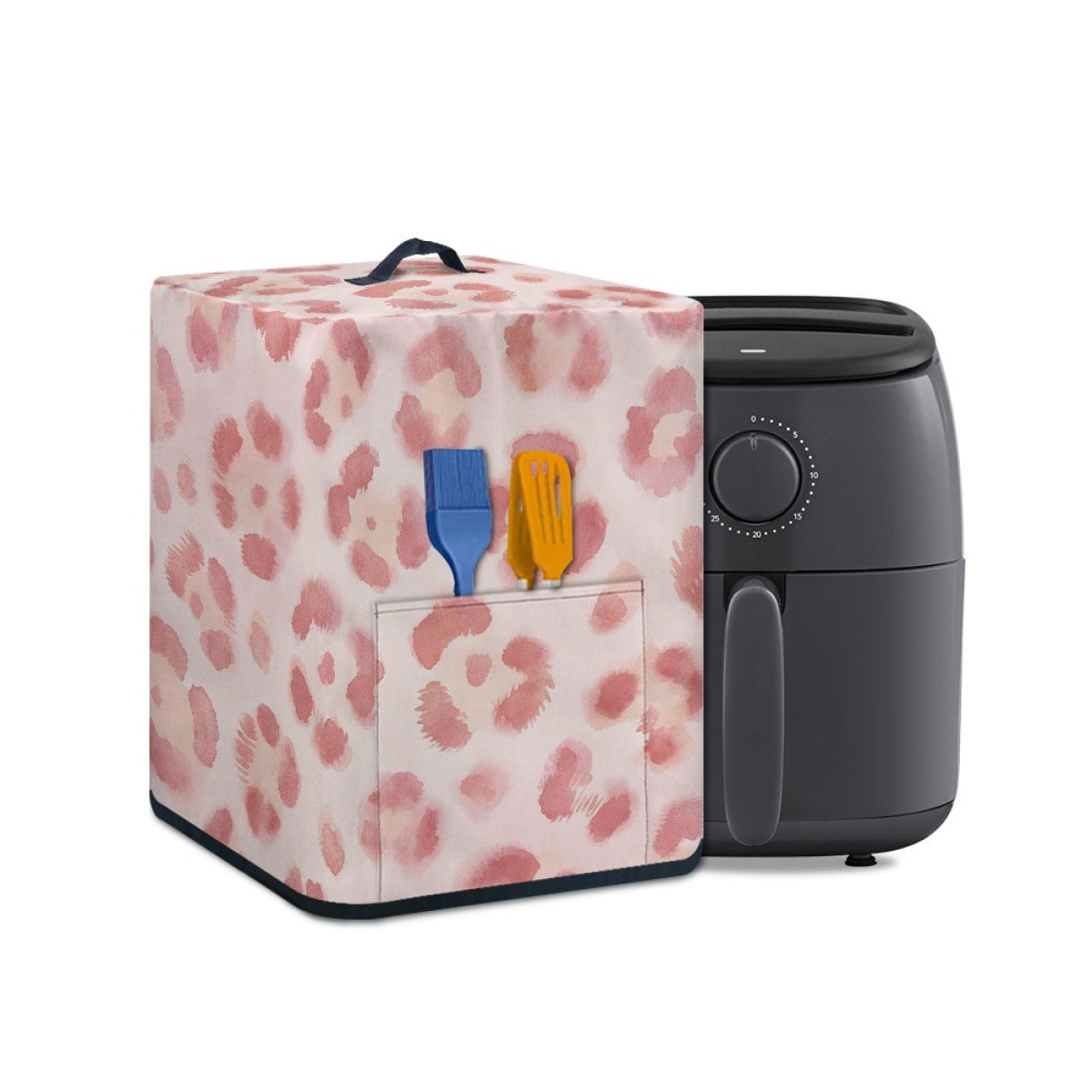 Fashion Pink Leopard Print Air Fryer Dust Cover with Storage Bag, Oil-Proof and Dirt-Resistant Appliance Protector