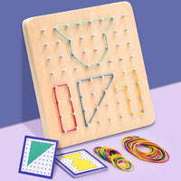 Montessori Wooden Geometric Pegboard Math Toy for Early Education