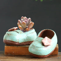 Ceramic Shoe-Shaped Succulent Planter Pot, Small Creative Thumb Pot for Mini Plants