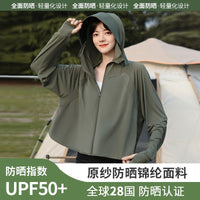 UPF 50+ Ice Silk Sun Protection Hoodie for Women, UV Protection Breathable Shawl Cape Top