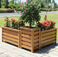 Aluminum Alloy Wood Grain Outdoor Planter Box for Garden Patio Balcony