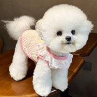 Pet Dog Cat Winter Vest with Leash Ring, Cute Lace Trim Warm Apparel for Small Dogs