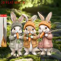 2D Acrylic Cute Rabbit Garden Stake for Outdoor Yard Lawn Pot Decoration