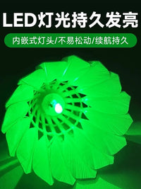 Luminous Badminton Shuttlecocks Plastic Windproof Durable Training Outdoor Fluorescent Goose Feather Night Glowing Set