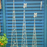 Mini Iron Art Climbing Trellis Birdcage Plant Support for Outdoor Garden Balcony Desktop Retro Distressed Finish