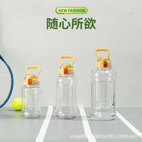 Large Capacity Tritan Water Bottle with Straw and Time Marker, Portable for Sports and Outdoor Activities