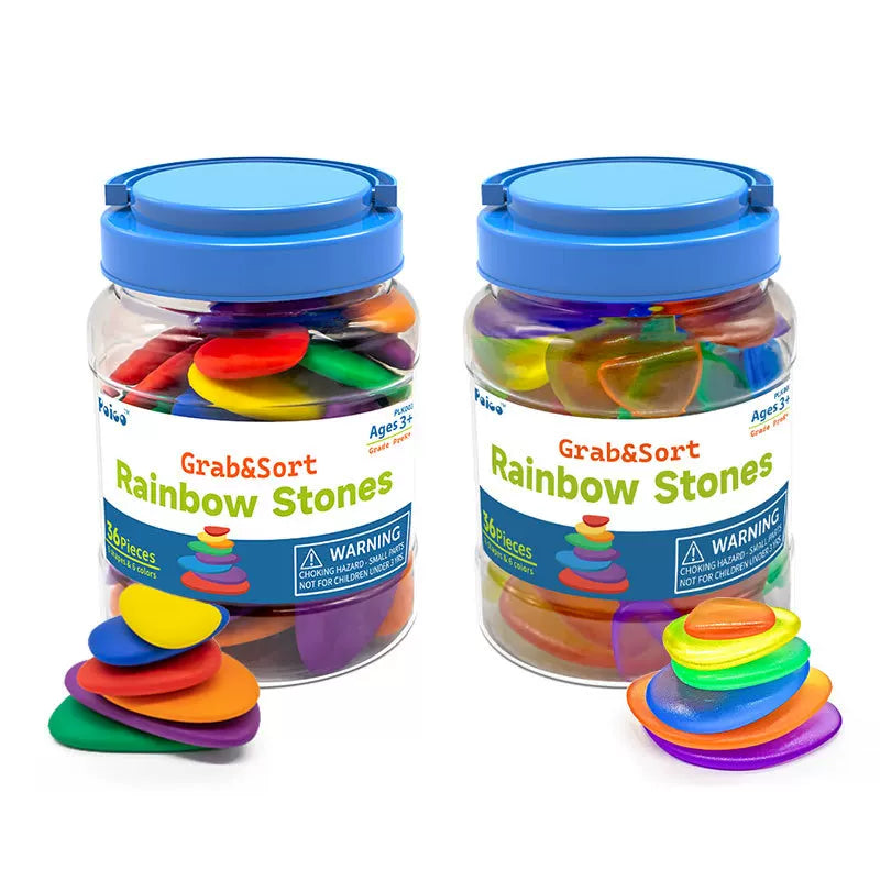 Montessori Stacking Puzzle Colorful Translucent Pebbles Early Education Toy for Preschoolers 3-6 Years