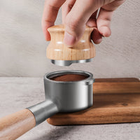 Espresso Coffee Tamper with Wooden Handle and Stainless Steel Base