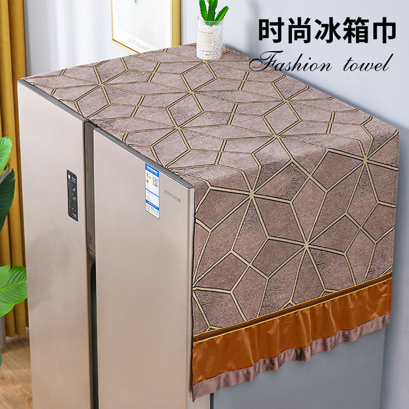 Refrigerator Dust Cover with Storage Pockets for Single/Double Door Fridges, Microwaves, Washing Machines