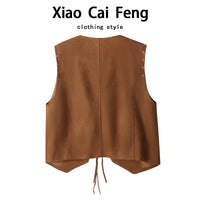 Bohemian Embroidered Rivet Suede Vest for Women