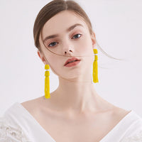 Fashion Mixed Beaded Tassel Drop Earrings for Women, Unique Design Seed Bead Dangle Earrings