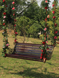 Outdoor Solid Wood Swing Chair with Chain for Patio Garden Indoor Use