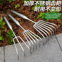Stainless Steel Hand Rake for Gardening, Weeding, and Soil Loosening