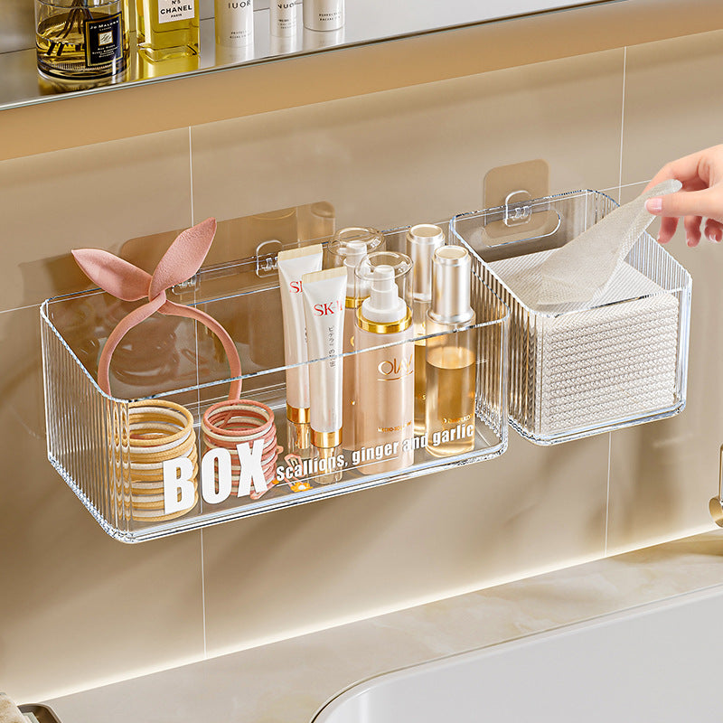Wall-Mounted Facial Tissue Dispenser for Bathroom Vanity, Disposable Cotton Soft Towel Storage Box
