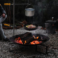 Foldable Stainless Steel Camping Fire Pit Grill with Griddle for Patio and Outdoor Cooking