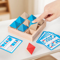 Kids Wooden Geometric Flip Blocks Educational Puzzle Game for Logical Thinking Training
