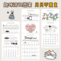 2027 Cartoon Graffiti Desk Calendar with Planner and Decorative Ornament