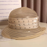 Hepburn Style Mesh French Bucket Hat for Women - Beach Sun Protection Straw Fisherman Hat
