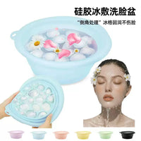 Foldable Silicone Ice Facial Basin for Cold Therapy and Beauty Treatments, Portable Outdoor Washbasin