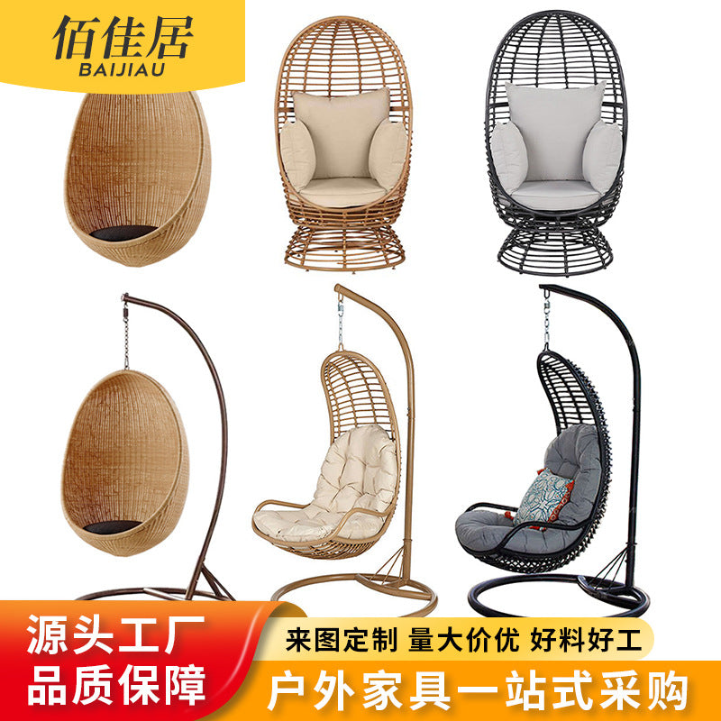 Outdoor Rattan Wicker Hanging Egg Chair Swing for Patio Garden Balcony