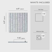 12-Pack Felt Acoustic Panels for Soundproofing and Wall Decor, Vertical Stripe Design