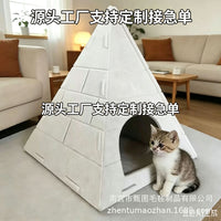 Felt Pyramid Cat Bed, Detachable Washable Pet Sleeping House, Modern Home Style