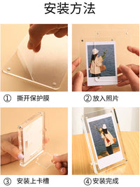 Acrylic Magnetic Photo Frame for Instant Prints and Cards, Desktop Display Stand
