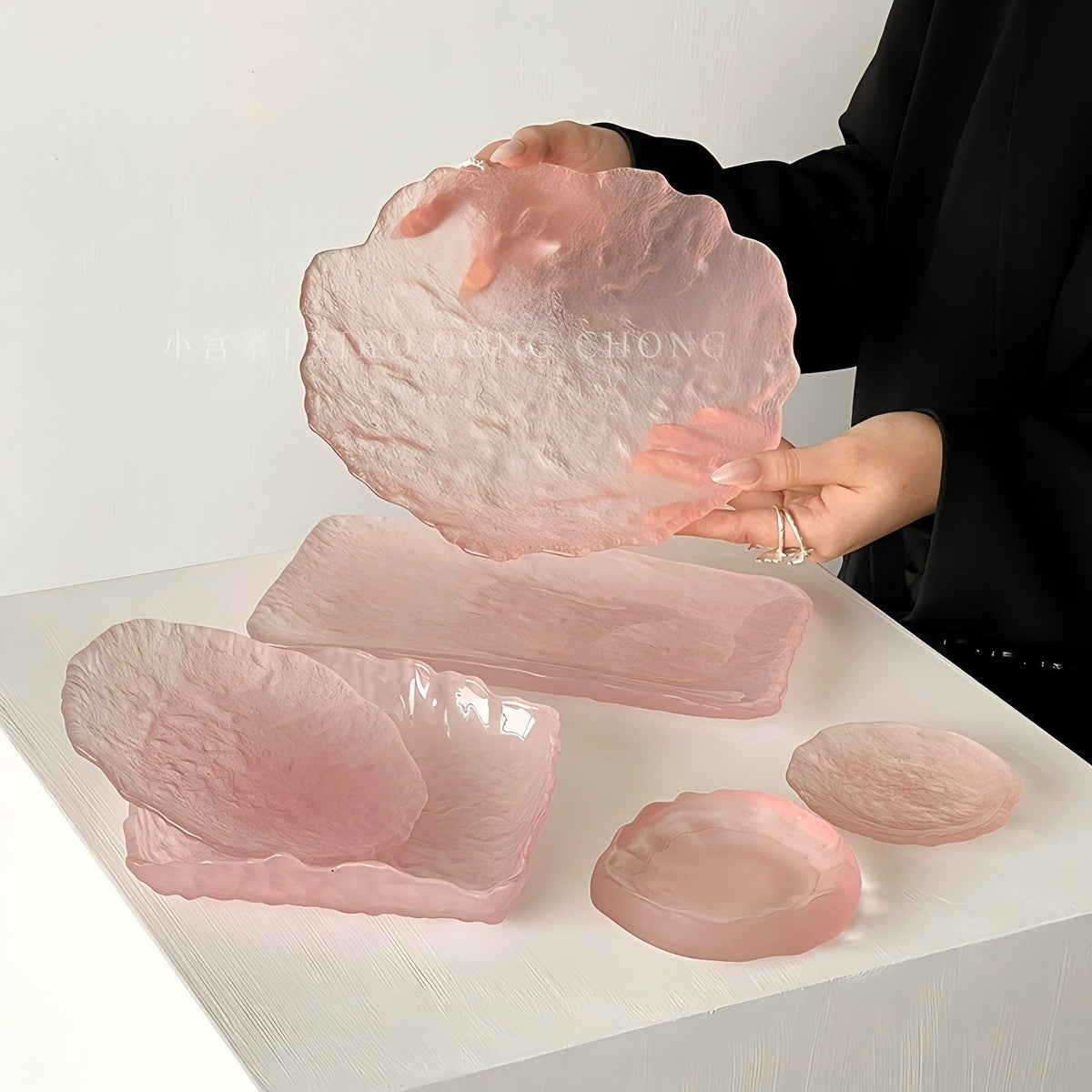 Irregular Glacier Glass Dessert Plate for Snacks and Appetizers