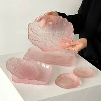 Irregular Glacier Glass Dessert Plate for Snacks and Appetizers